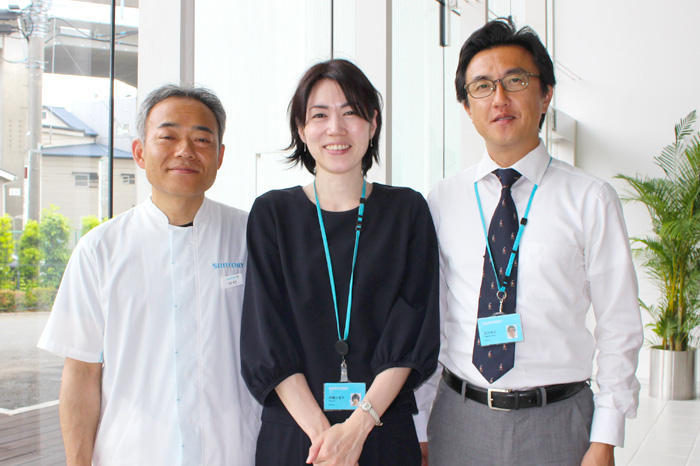 サントリーワインインターナショナル株式会社 生産研究本部 開発主任中村さん、国産ブランド部 伊藤さん、生産研究本部 開発主幹宮井さん